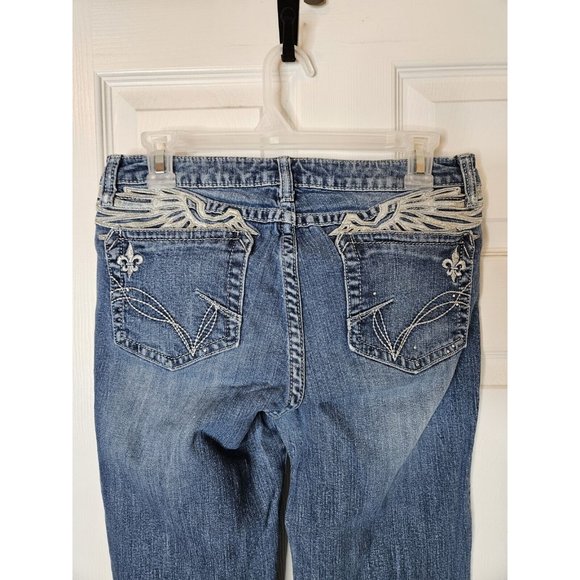 Rock 47 Wrangler Low Rise bootcut Jeans Womens  JUNIORS 7 x 32 Wngs - Picture 7 of 7